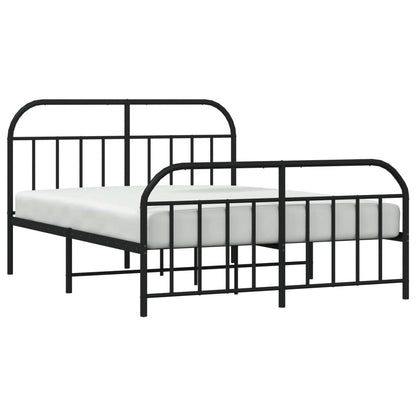 Bedframe Met Hoofd- En Voeteneinde Metaal 183 x 213 cm Zwart met hoofdbord & voetbord