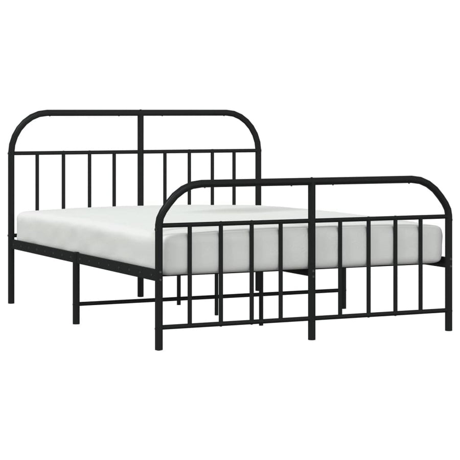 Bedframe Met Hoofd- En Voeteneinde Metaal 183 x 213 cm Zwart met hoofdbord & voetbord