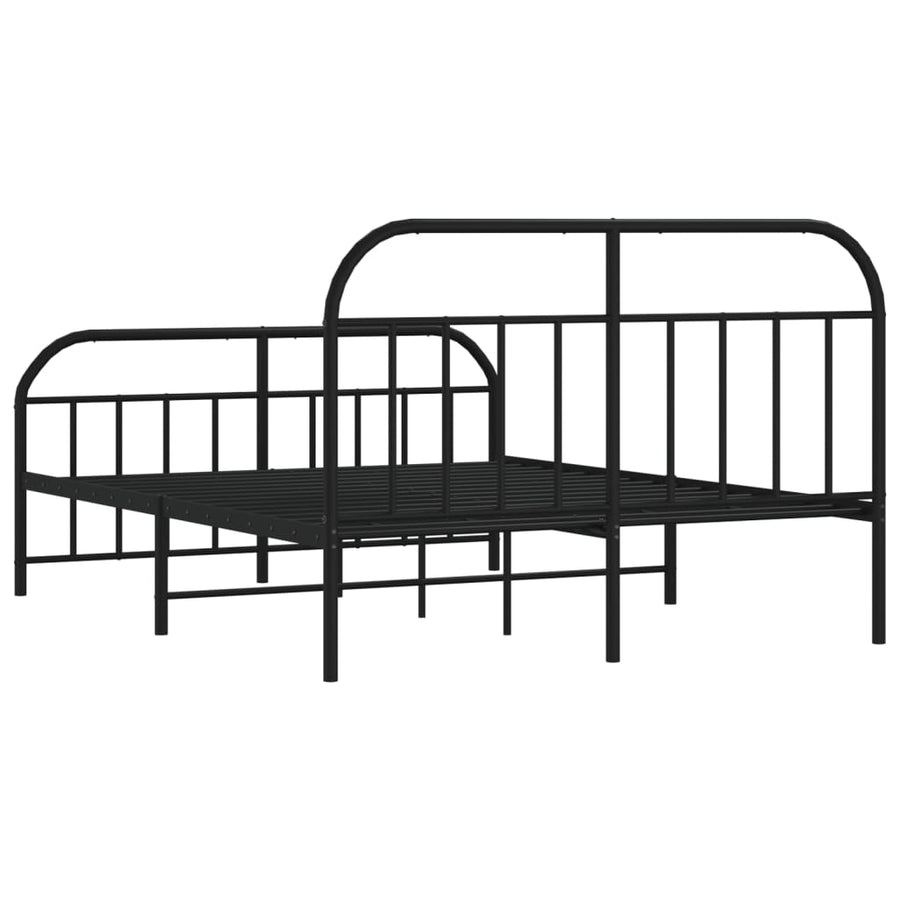 Bedframe Met Hoofd- En Voeteneinde Metaal 183 x 213 cm Zwart met hoofdbord & voetbord