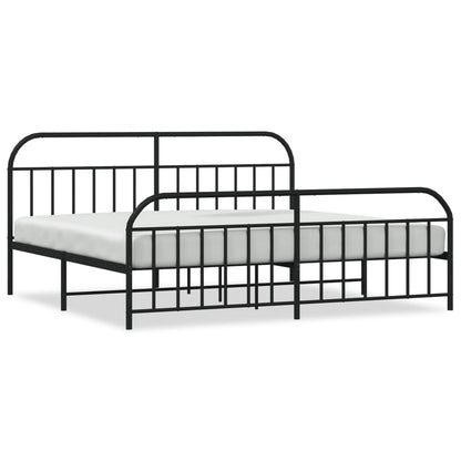 Bedframe Met Hoofd- En Voeteneinde Metaal 193 x 203 cm Zwart met hoofdbord & voetbord