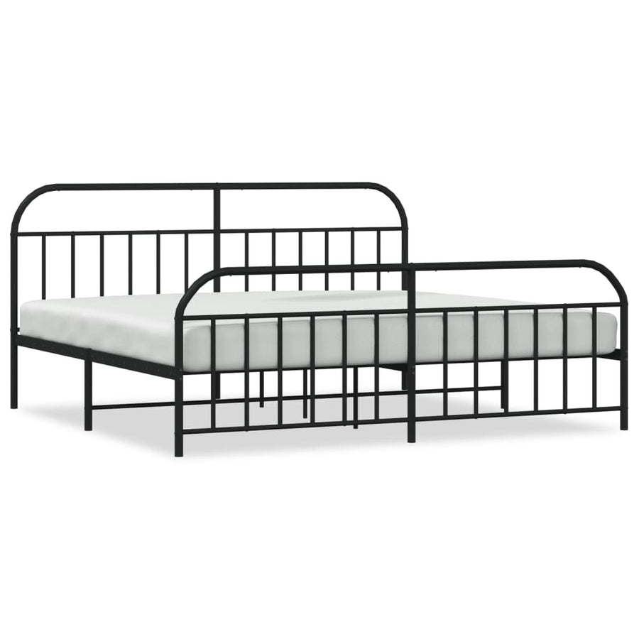 Bedframe Met Hoofd- En Voeteneinde Metaal 193 x 203 cm Zwart met hoofdbord & voetbord