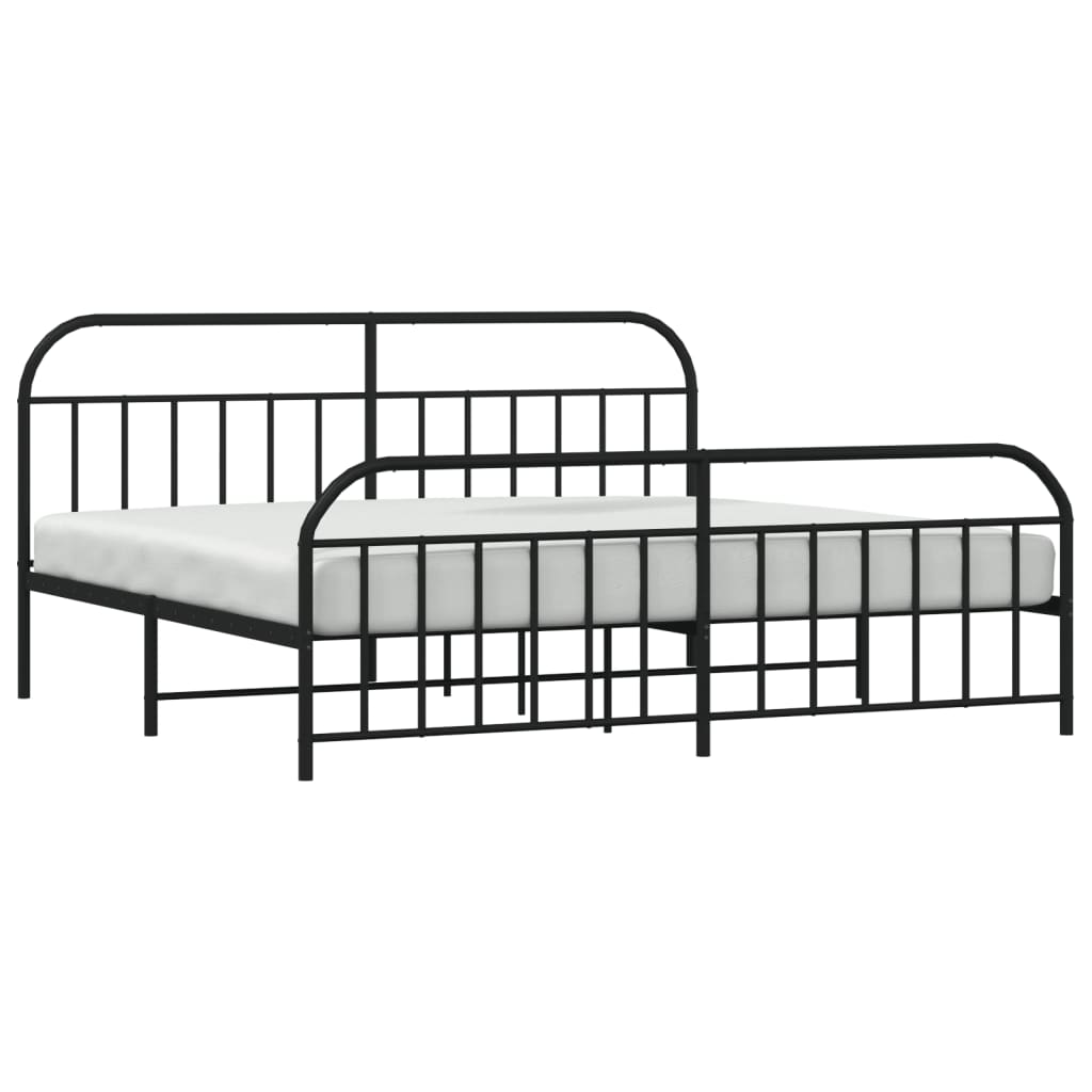 Bedframe Met Hoofd- En Voeteneinde Metaal 193 x 203 cm Zwart met hoofdbord & voetbord
