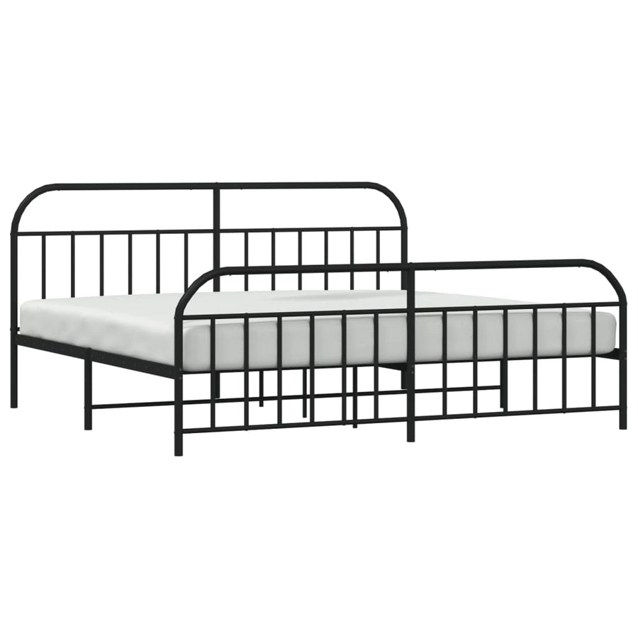 Bedframe Met Hoofd- En Voeteneinde Metaal 193 x 203 cm Zwart met hoofdbord & voetbord