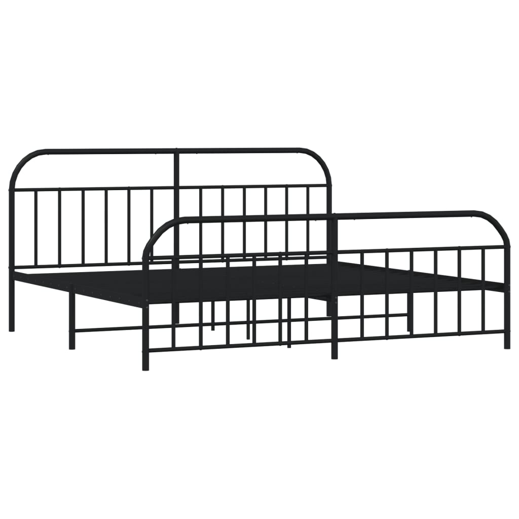 Bedframe Met Hoofd- En Voeteneinde Metaal 193 x 203 cm Zwart met hoofdbord & voetbord