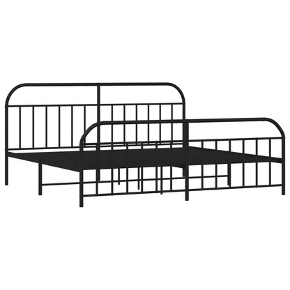 Bedframe Met Hoofd- En Voeteneinde Metaal 193 x 203 cm Zwart met hoofdbord & voetbord