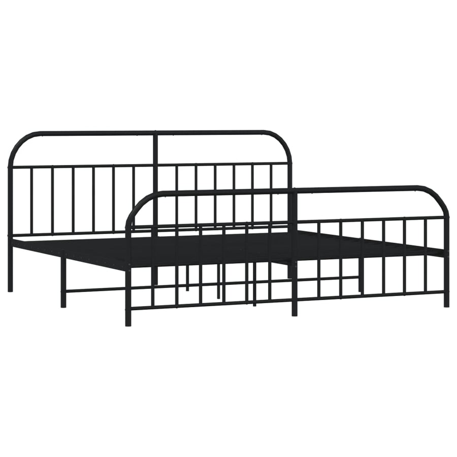 Bedframe Met Hoofd- En Voeteneinde Metaal 193 x 203 cm Zwart met hoofdbord & voetbord