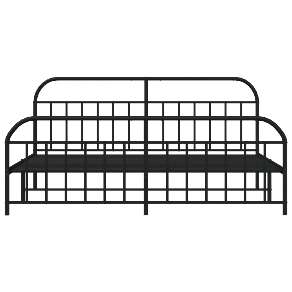 Bedframe Met Hoofd- En Voeteneinde Metaal 193 x 203 cm Zwart met hoofdbord & voetbord