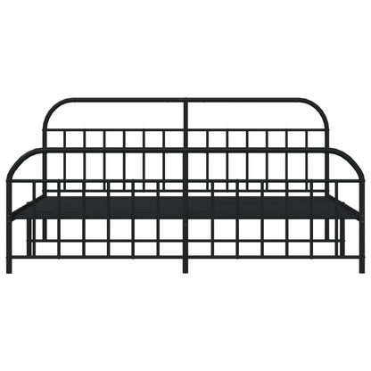 Bedframe Met Hoofd- En Voeteneinde Metaal 193 x 203 cm Zwart met hoofdbord & voetbord