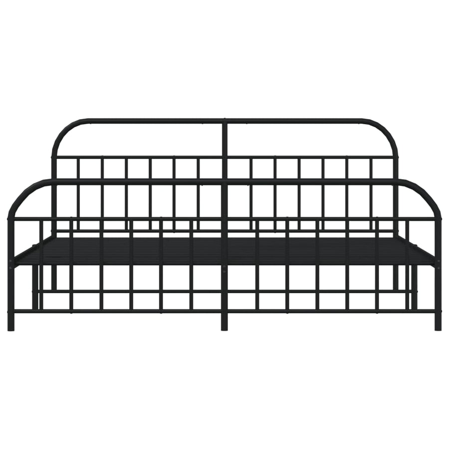 Bedframe Met Hoofd- En Voeteneinde Metaal 193 x 203 cm Zwart met hoofdbord & voetbord
