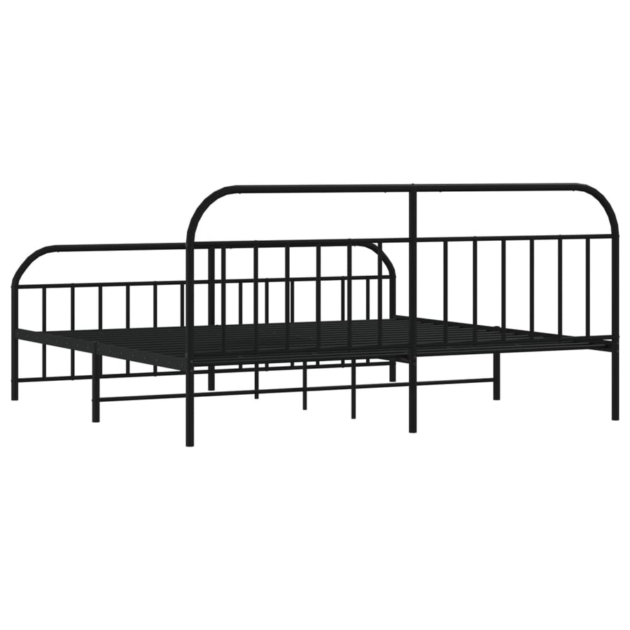 Bedframe Met Hoofd- En Voeteneinde Metaal 193 x 203 cm Zwart met hoofdbord & voetbord