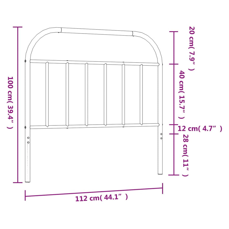 Hoofdbord metaal zwart 107 cm