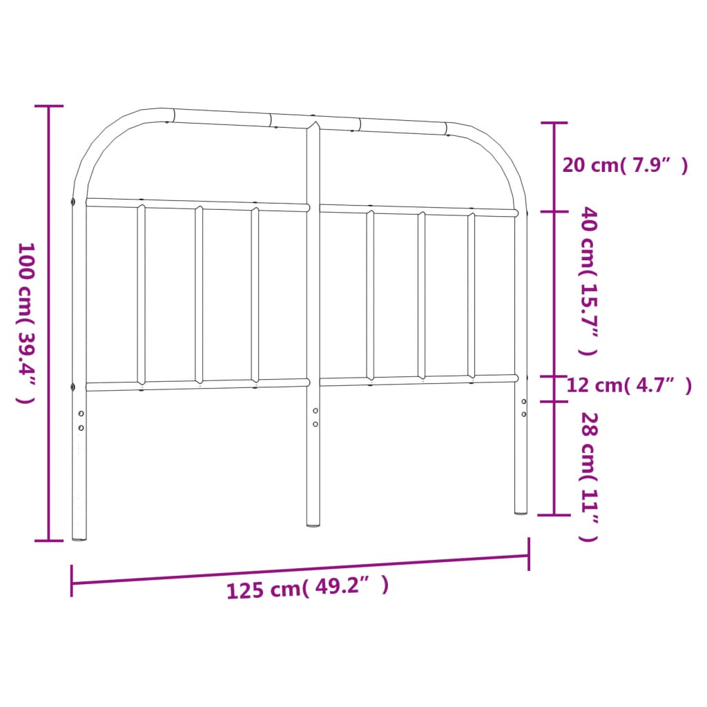 Hoofdbord Metaal Zwart 120 Cm