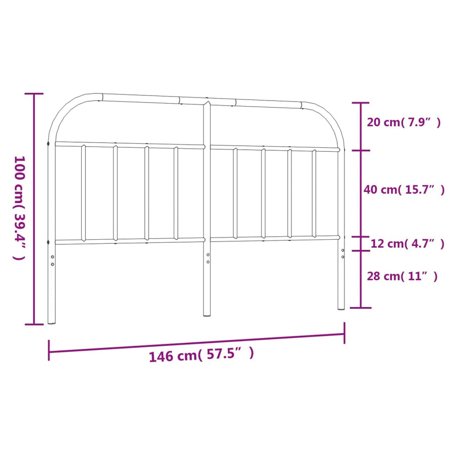 Hoofdbord Metaal Zwart 140 Cm