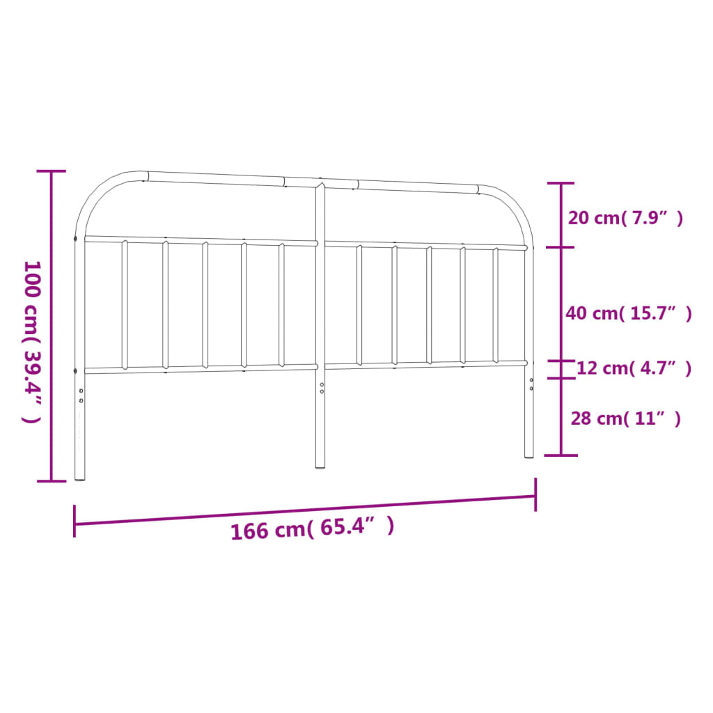 Hoofdbord Metaal 160 cm Zwart