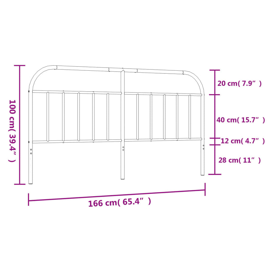Hoofdbord Metaal 160 cm Zwart