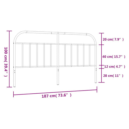 Vervangend hoofdbord metaal zwart 180 cm