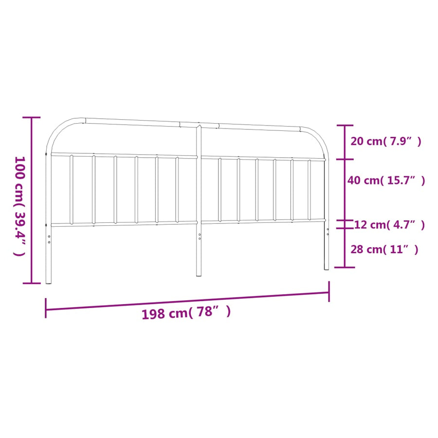 Hoofdbord Metaal Zwart 193 Cm