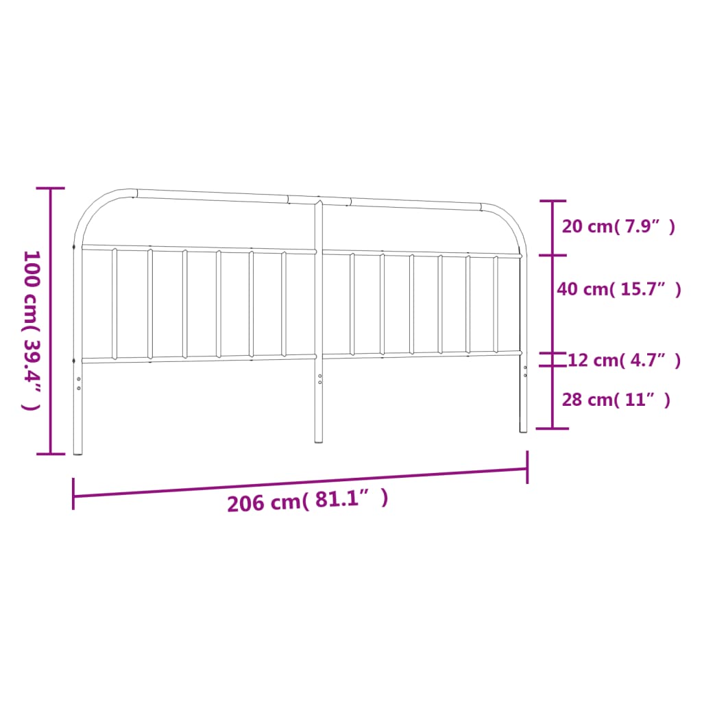 Hoofdbord Metaal Zwart 200 Cm
