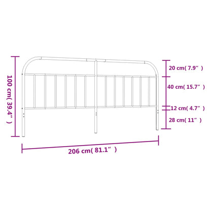 Hoofdbord Metaal Zwart 200 Cm