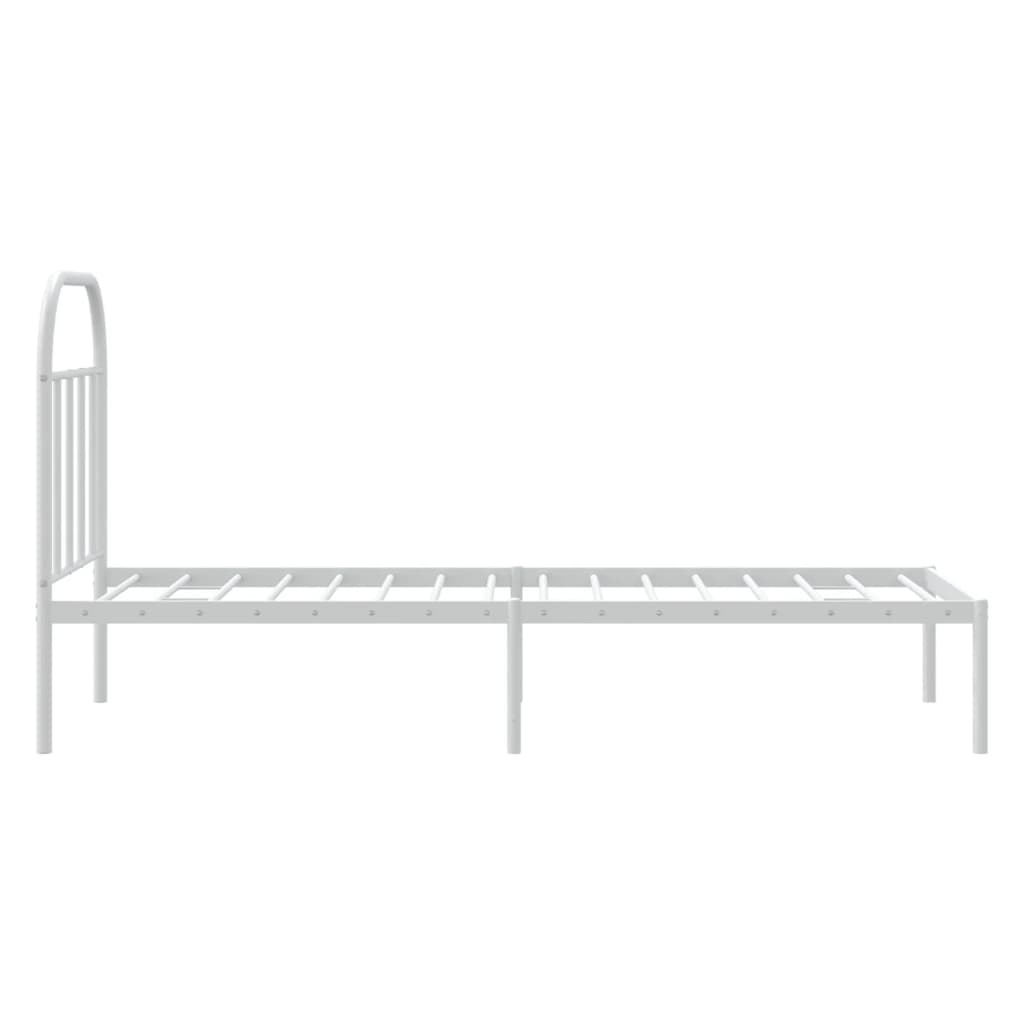 Bedframe Metaal 75 X 190 Cm Wit met hoofdbord
