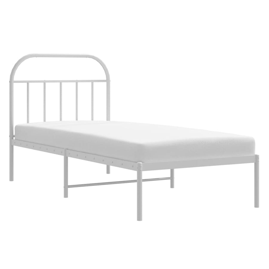 Bedframe Metaal 90 x 190 cm Wit met hoofdbord