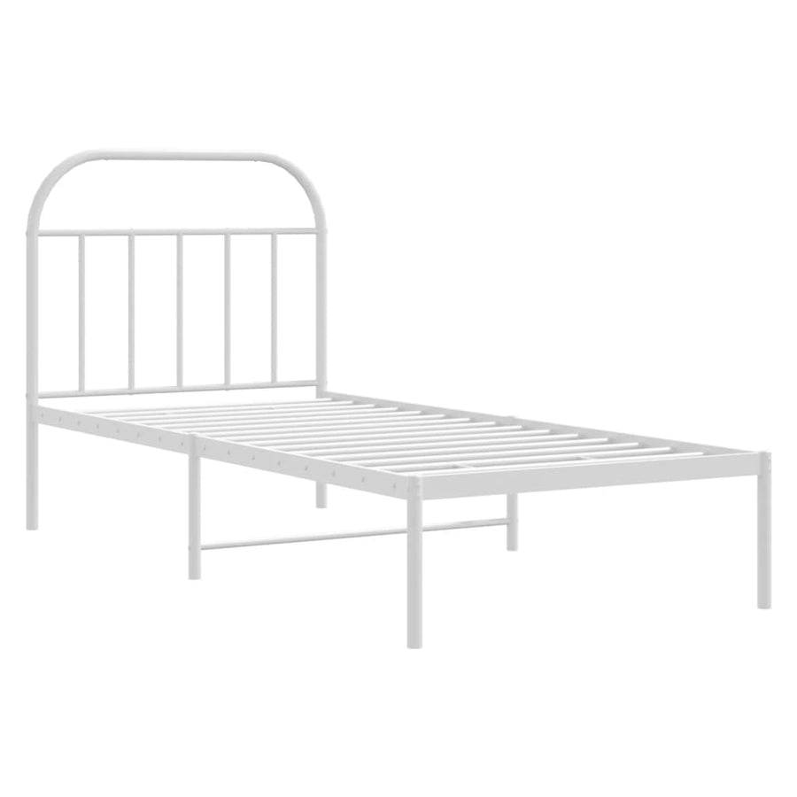 Bedframe Metaal 90 x 190 cm Wit met hoofdbord