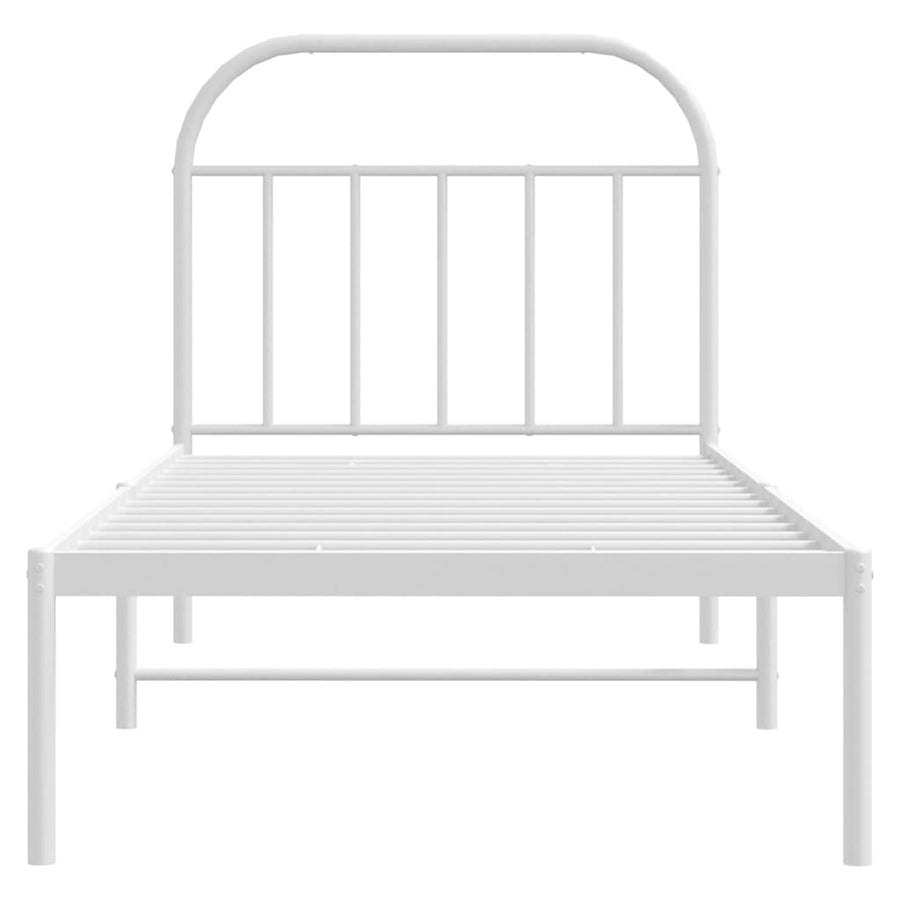 Bedframe Metaal 90 x 190 cm Wit met hoofdbord