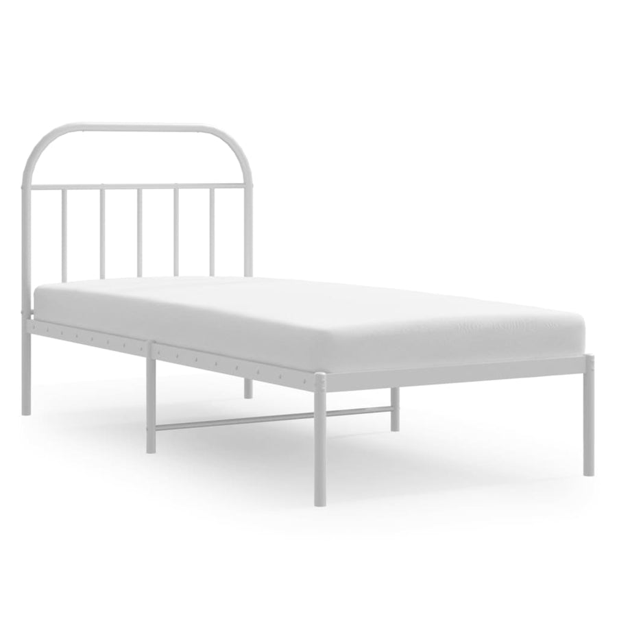 Bedframe Metaal 90 x 200 cm Wit met hoofdbord
