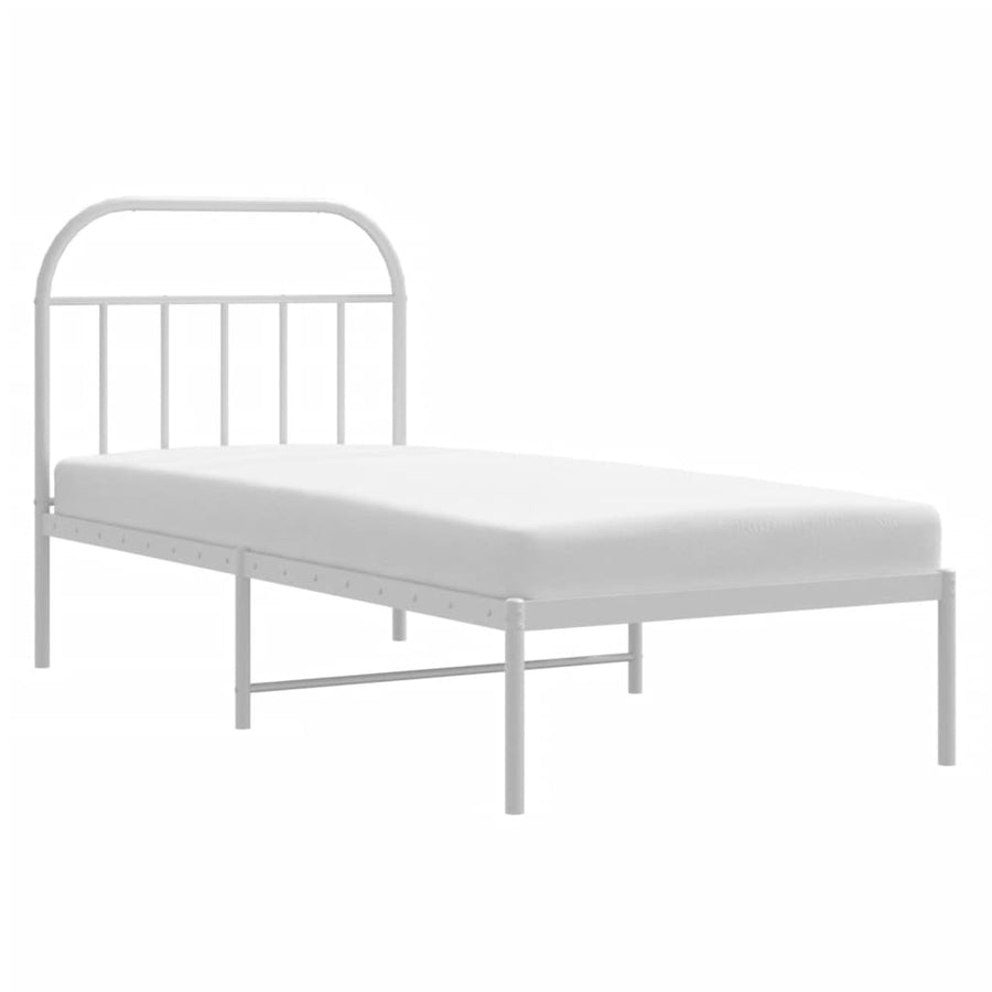 Bedframe Metaal 90 x 200 cm Wit met hoofdbord