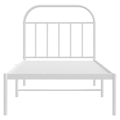 Bedframe Metaal 90 x 200 cm Wit met hoofdbord