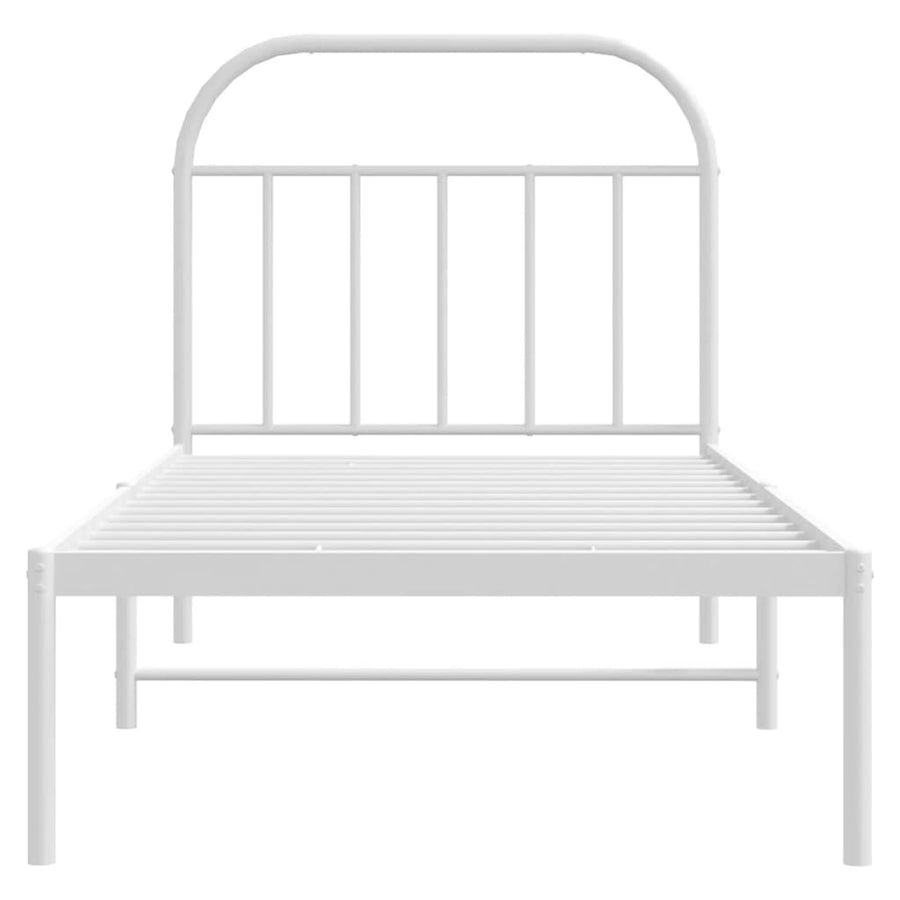 Bedframe Metaal 90 x 200 cm Wit met hoofdbord