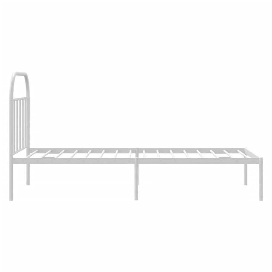 Bedframe Metaal 90 x 200 cm Wit met hoofdbord