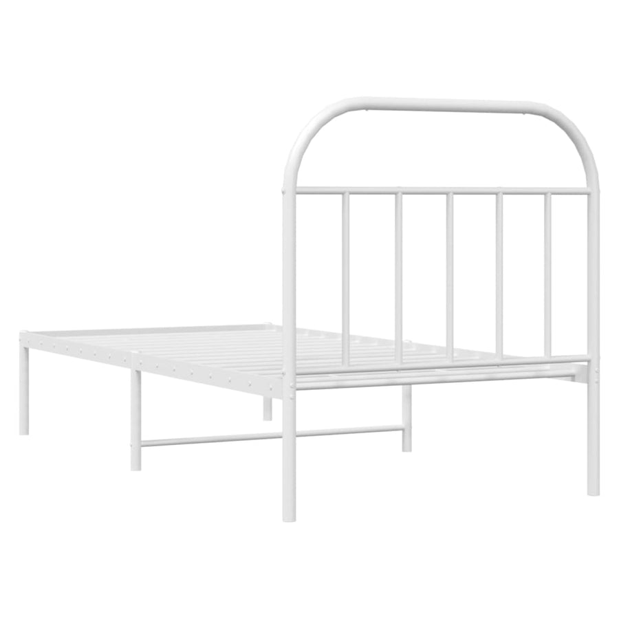 Bedframe Metaal 90 x 200 cm Wit met hoofdbord