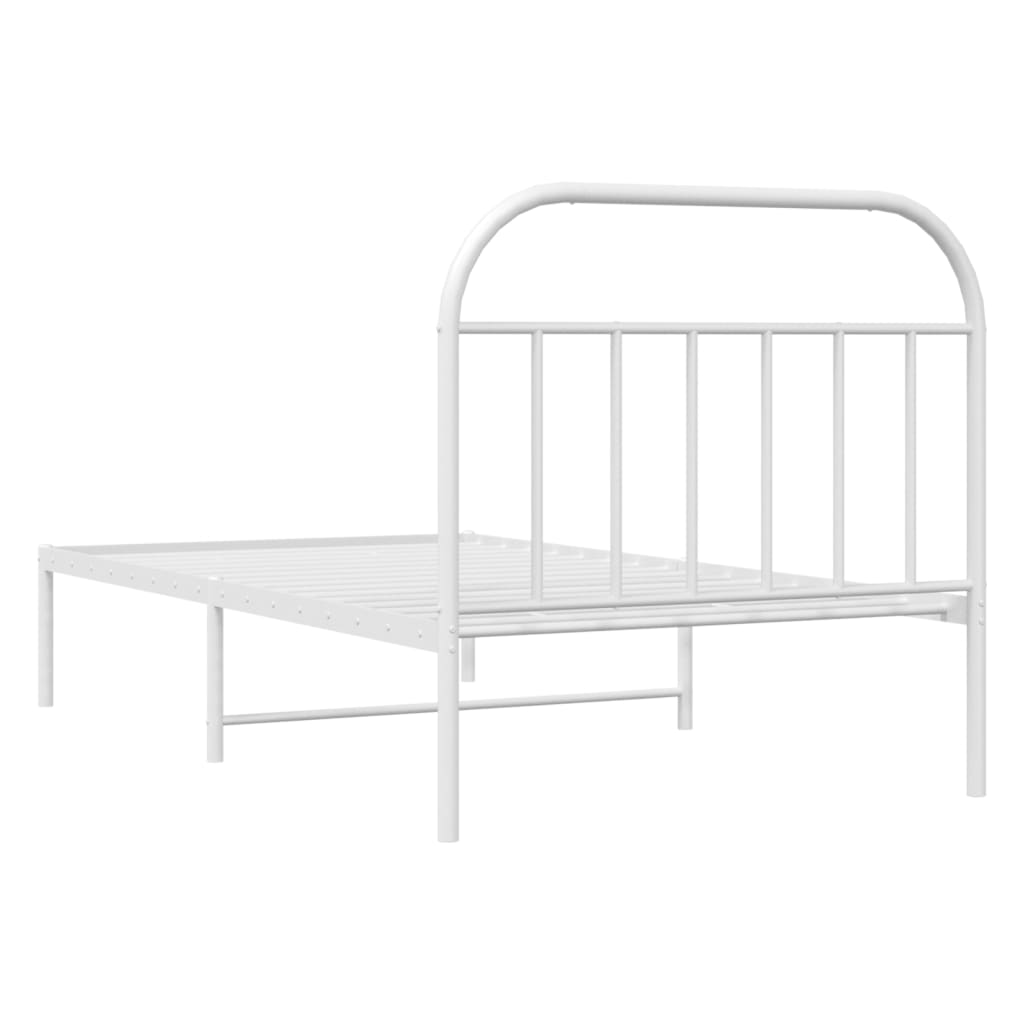 Bedframe Metaal 100 x 190 cm Wit met hoofdbord