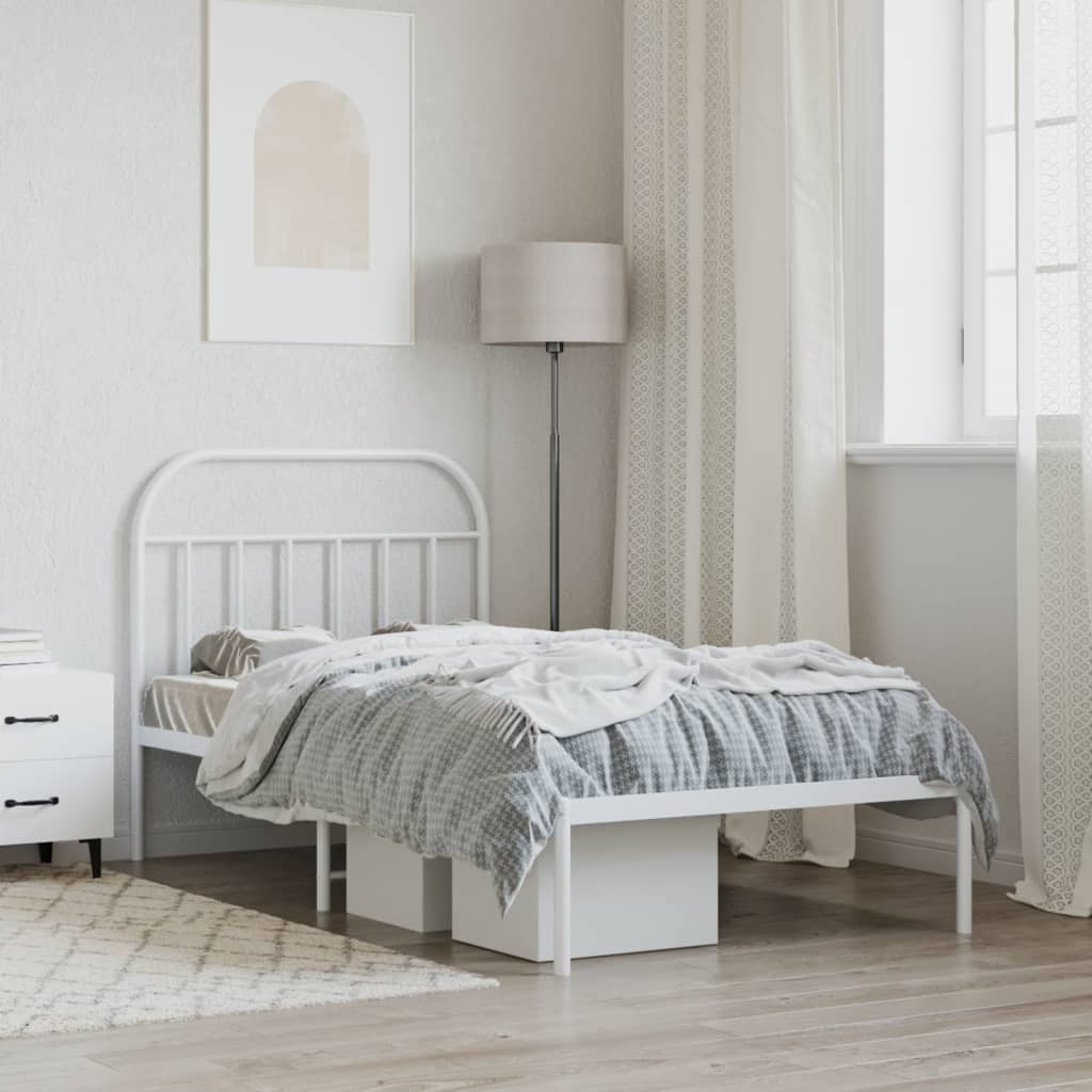 Bedframe Metaal 100 x 200 cm Wit met hoofdbord
