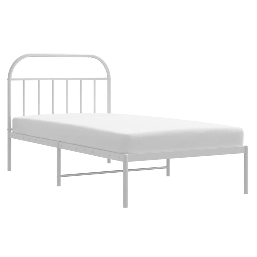 Bedframe Metaal 100 x 200 cm Wit met hoofdbord