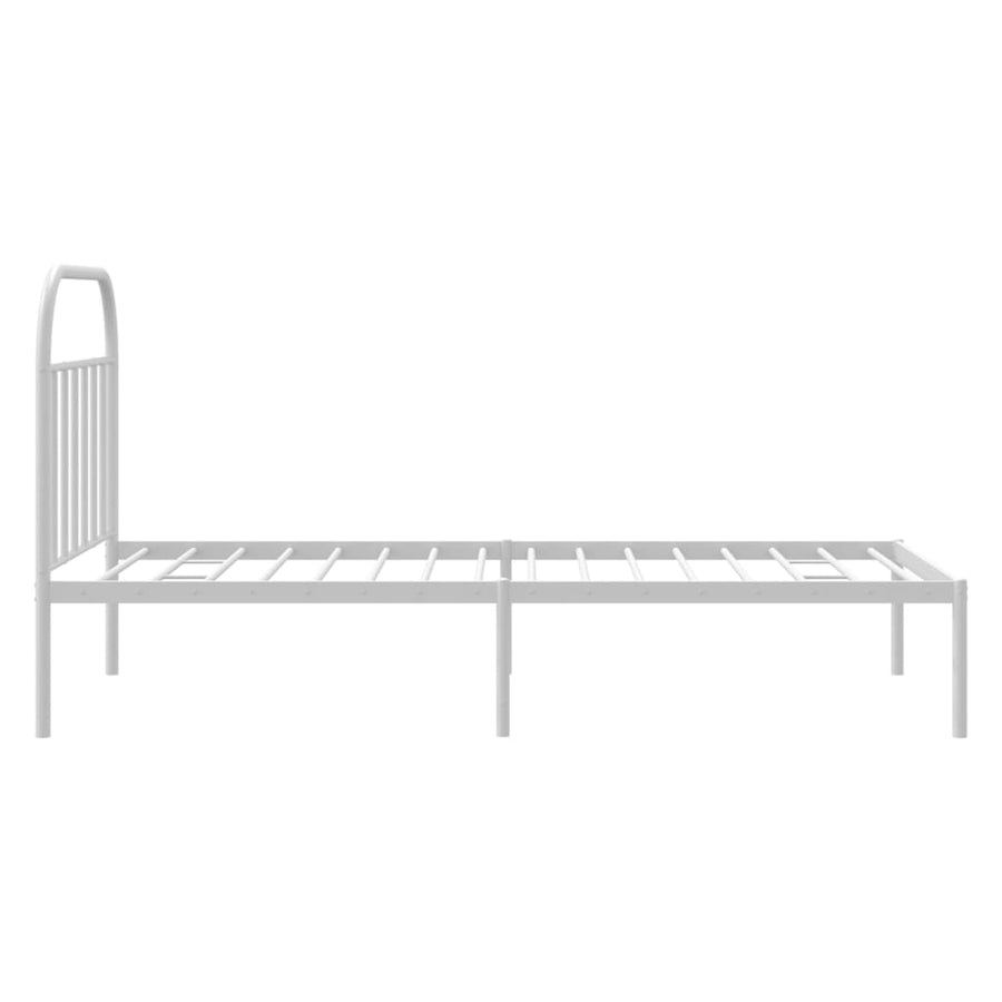 Bedframe Metaal 100 x 200 cm Wit met hoofdbord