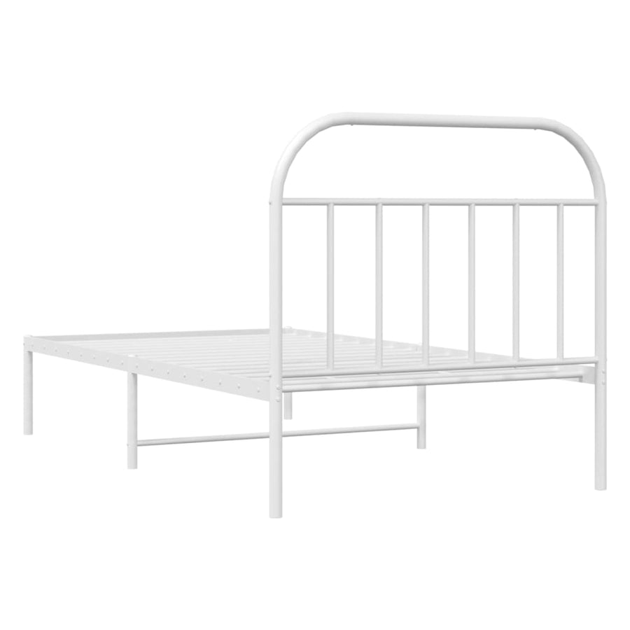 Bedframe Metaal 100 x 200 cm Wit met hoofdbord
