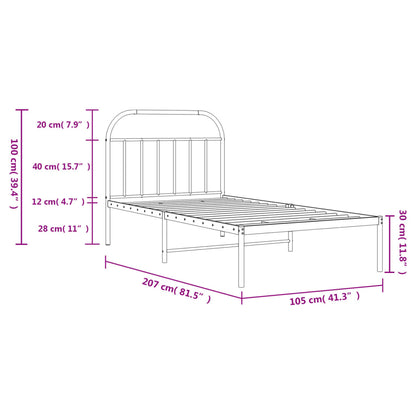 Bedframe Metaal 100 x 200 cm Wit met hoofdbord