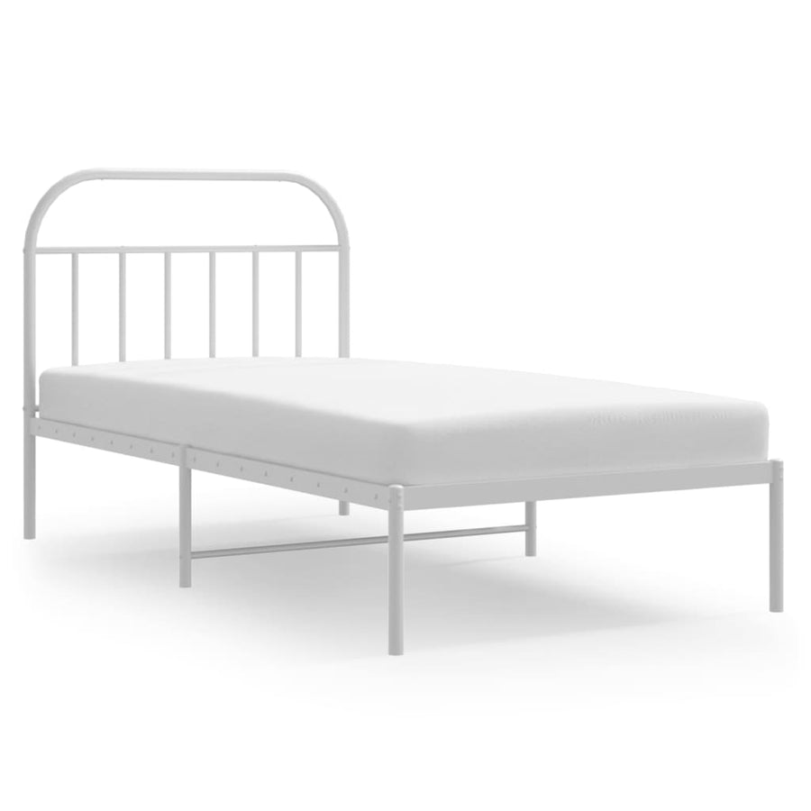 Bedframe Metaal 107 x 203 cm Wit met hoofdbord