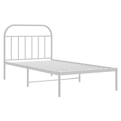 Bedframe Metaal 107 x 203 cm Wit met hoofdbord