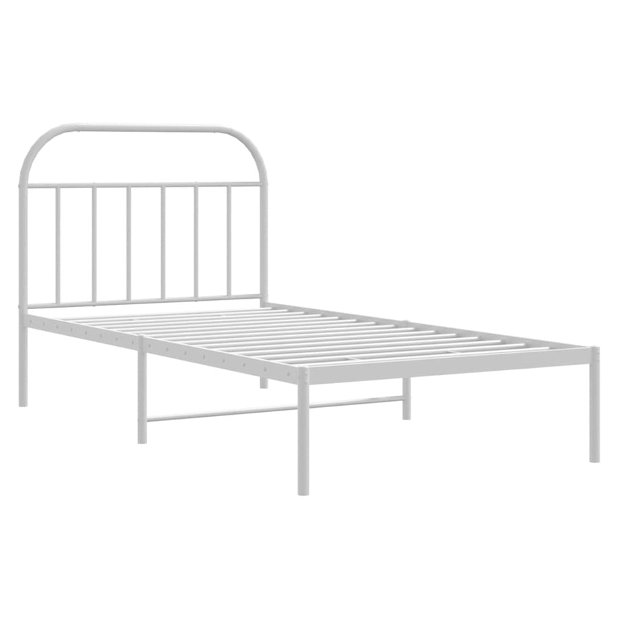 Bedframe Metaal 107 x 203 cm Wit met hoofdbord