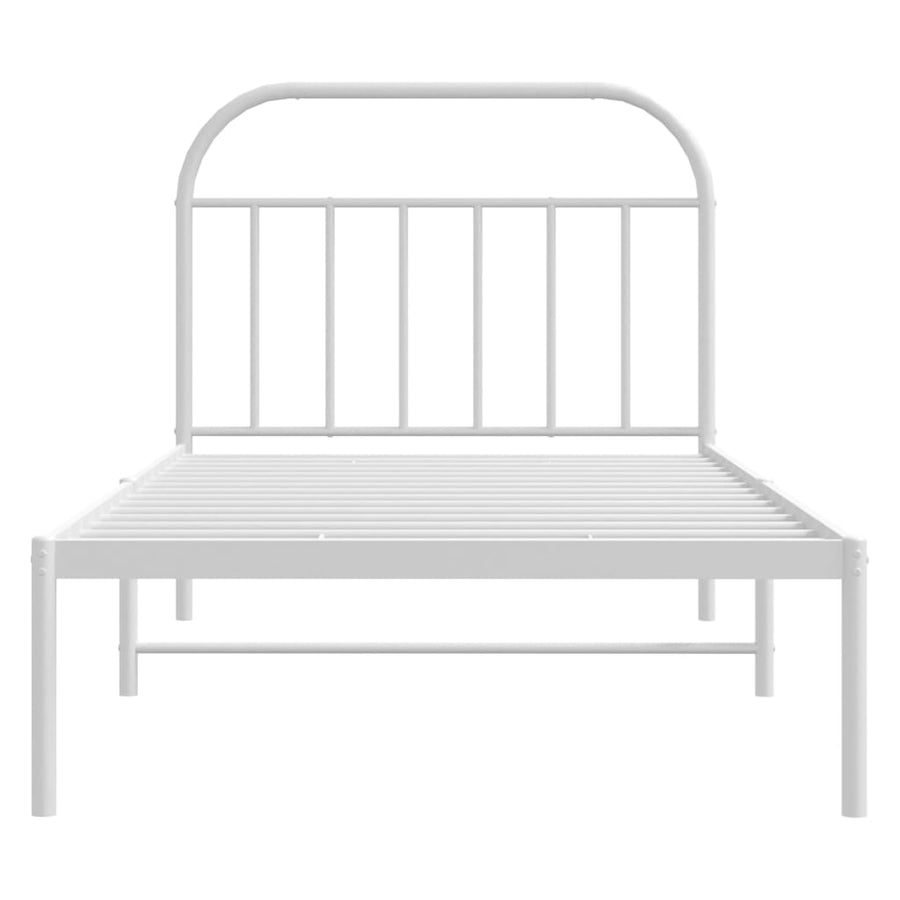Bedframe Metaal 107 x 203 cm Wit met hoofdbord