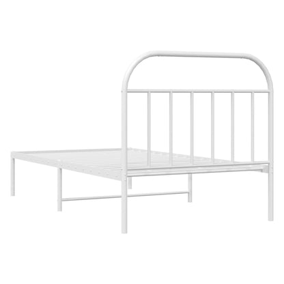 Bedframe Metaal 107 x 203 cm Wit met hoofdbord