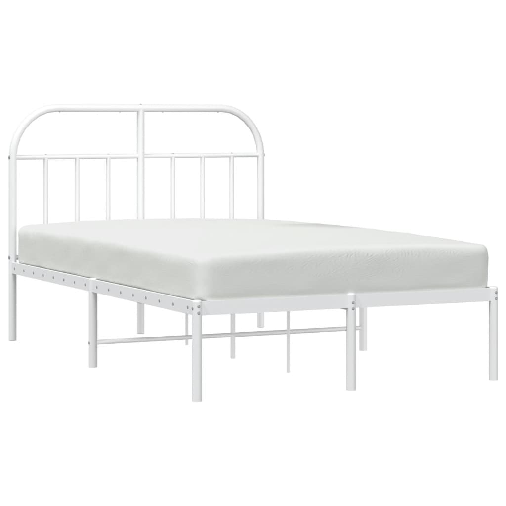 Bedframe Metaal 120 x 190 cm Wit met hoofdbord