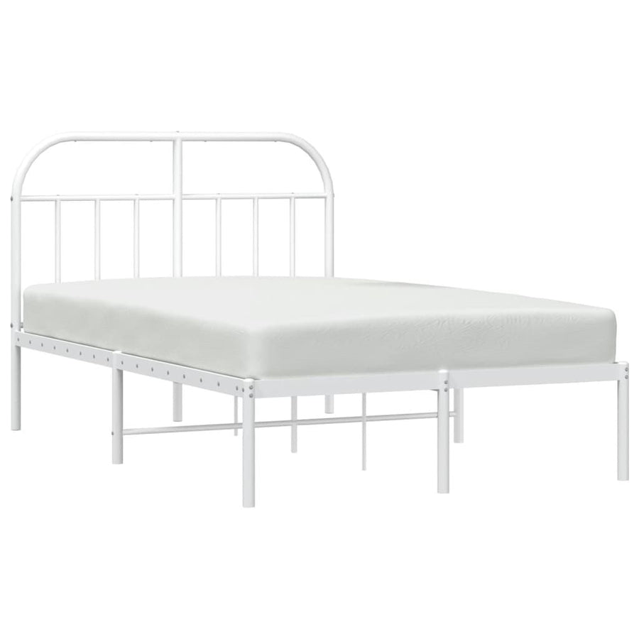 Bedframe Metaal 120 x 190 cm Wit met hoofdbord