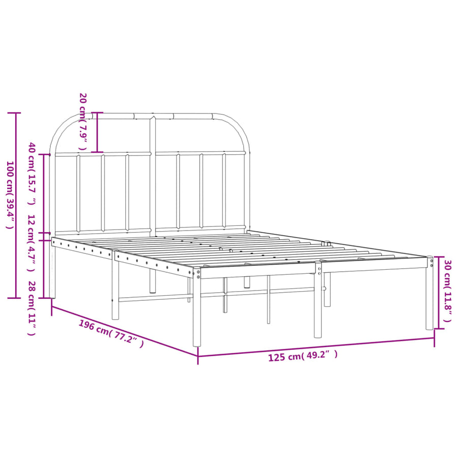 Bedframe Metaal 120 x 190 cm Wit met hoofdbord