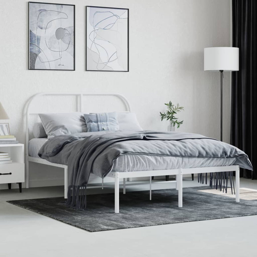 Bedframe Metaal 120 x 200 cm Wit met hoofdbord