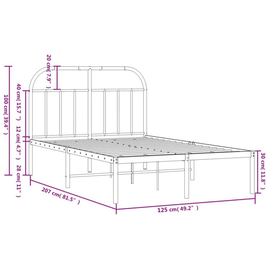 Bedframe Metaal 120 x 200 cm Wit met hoofdbord
