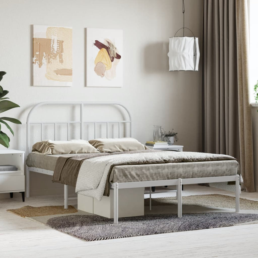 Bedframe Metaal 120 x 200 cm Wit met hoofdbord